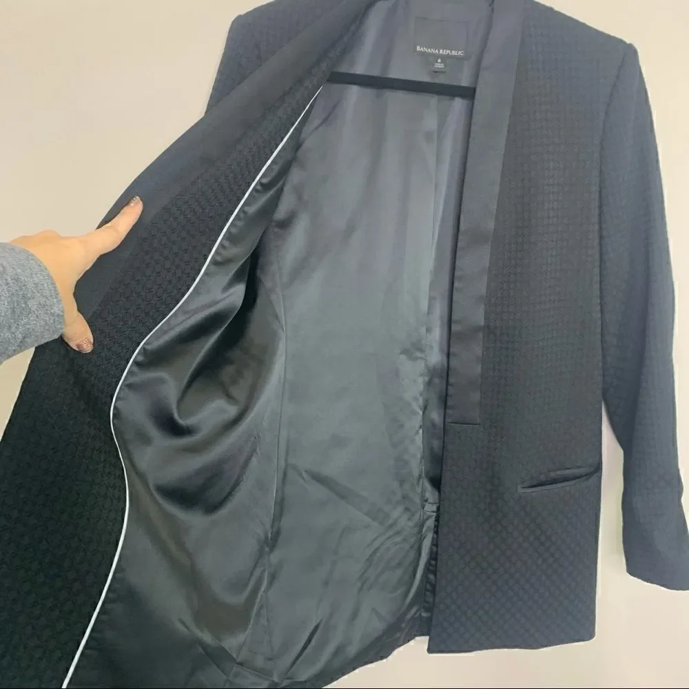 Banana republic black blazer jacket satin texture